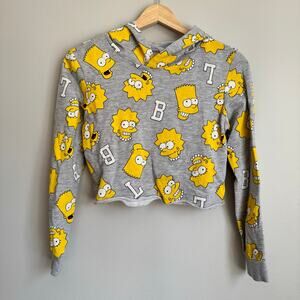 H&M Girls Hoodie Bart Simpson Lisa Cropped Size 10/12 Sweatshirt
